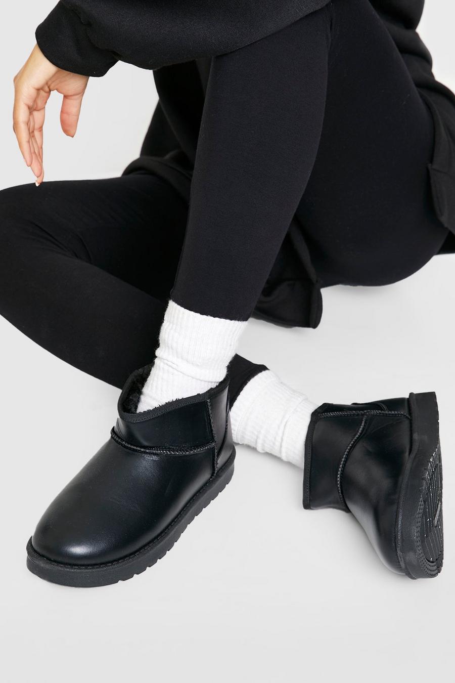 Black noir Pu Ultra Mini Cosy Boots