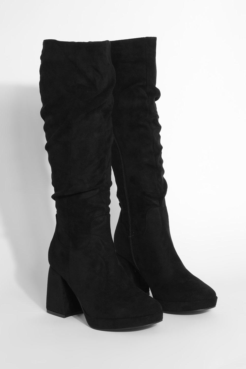 shin high heel boots