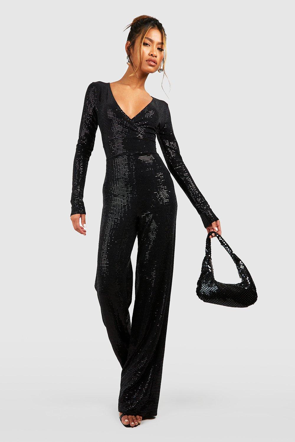 Sparkly long sleeve jumpsuit on sale