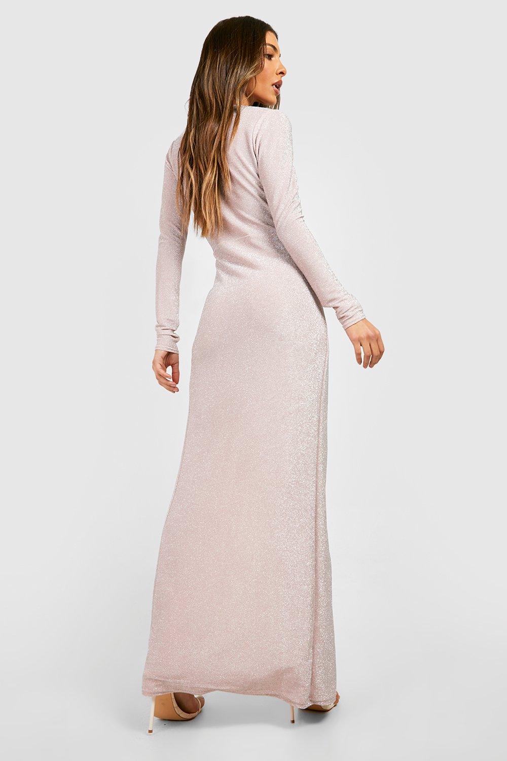 Light pink long hot sale sleeve maxi dress