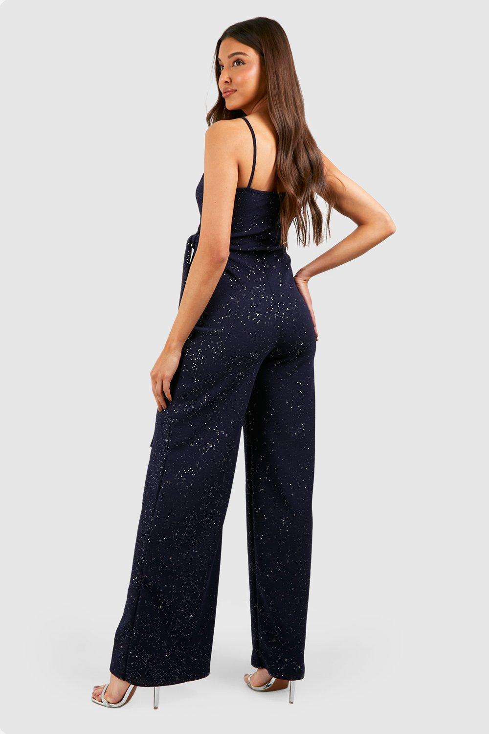 Navy wide best sale leg jumpsuit uk