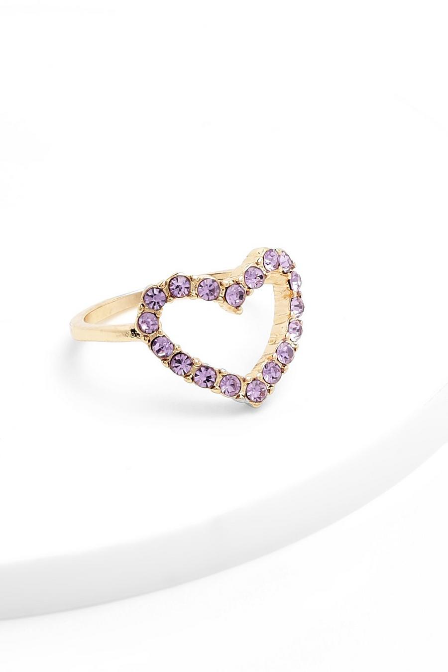 Lilac Crystal Open Heart Ring  image number 1