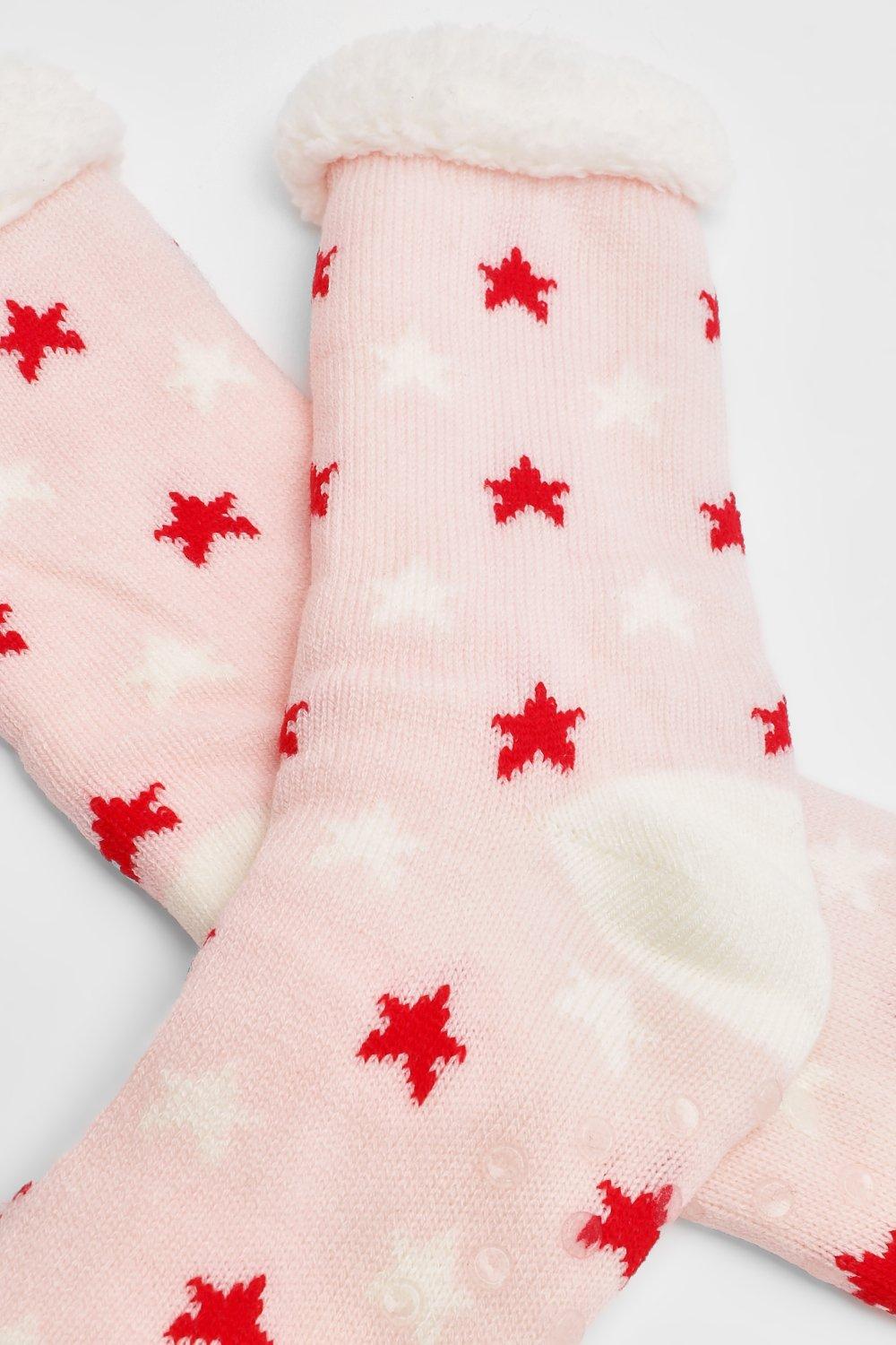 Maravilloso Pelágico Retencion Calcetines para andar por casa con estrellas rojas | boohoo