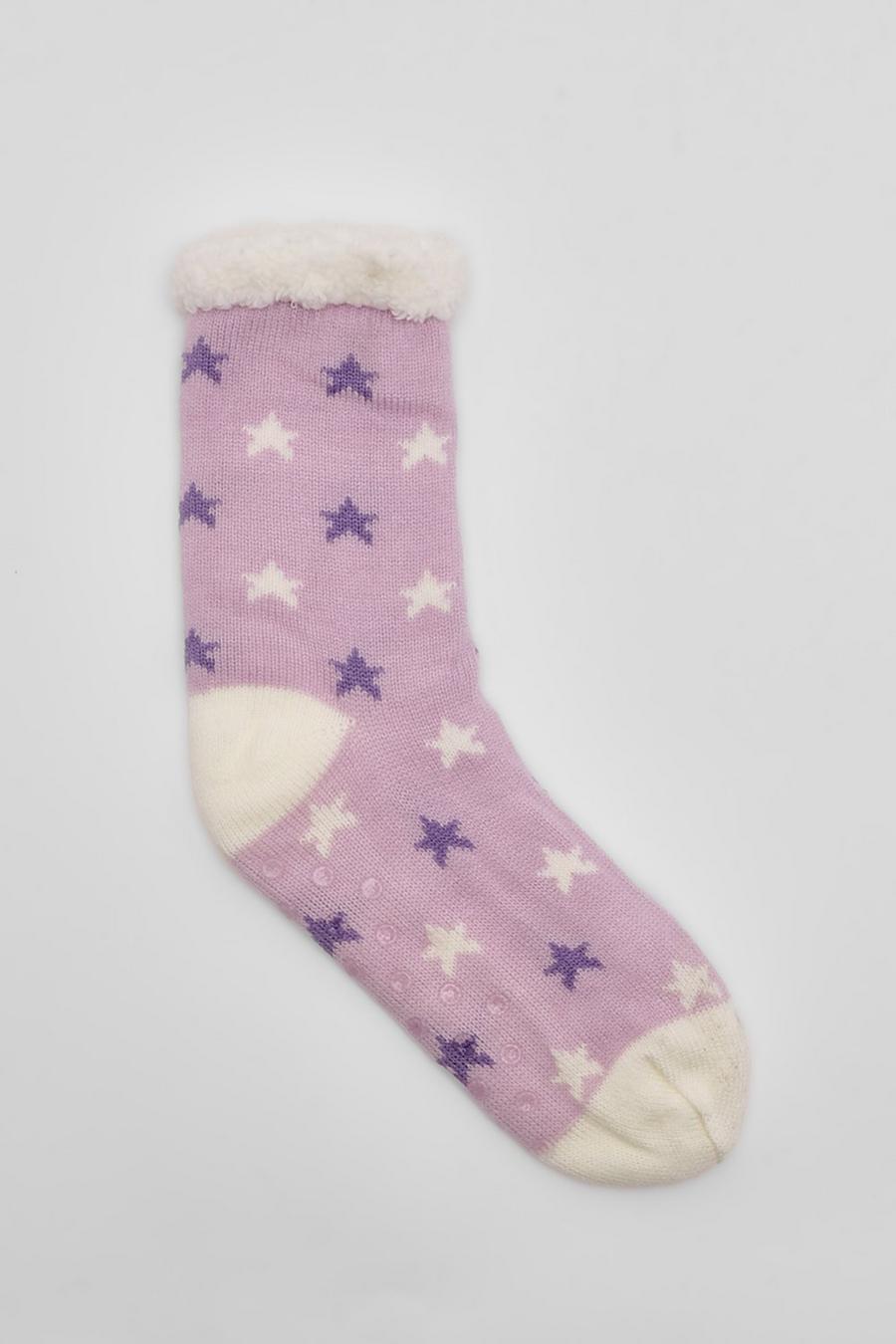 Calcetines para andar por casa con estrellas lila