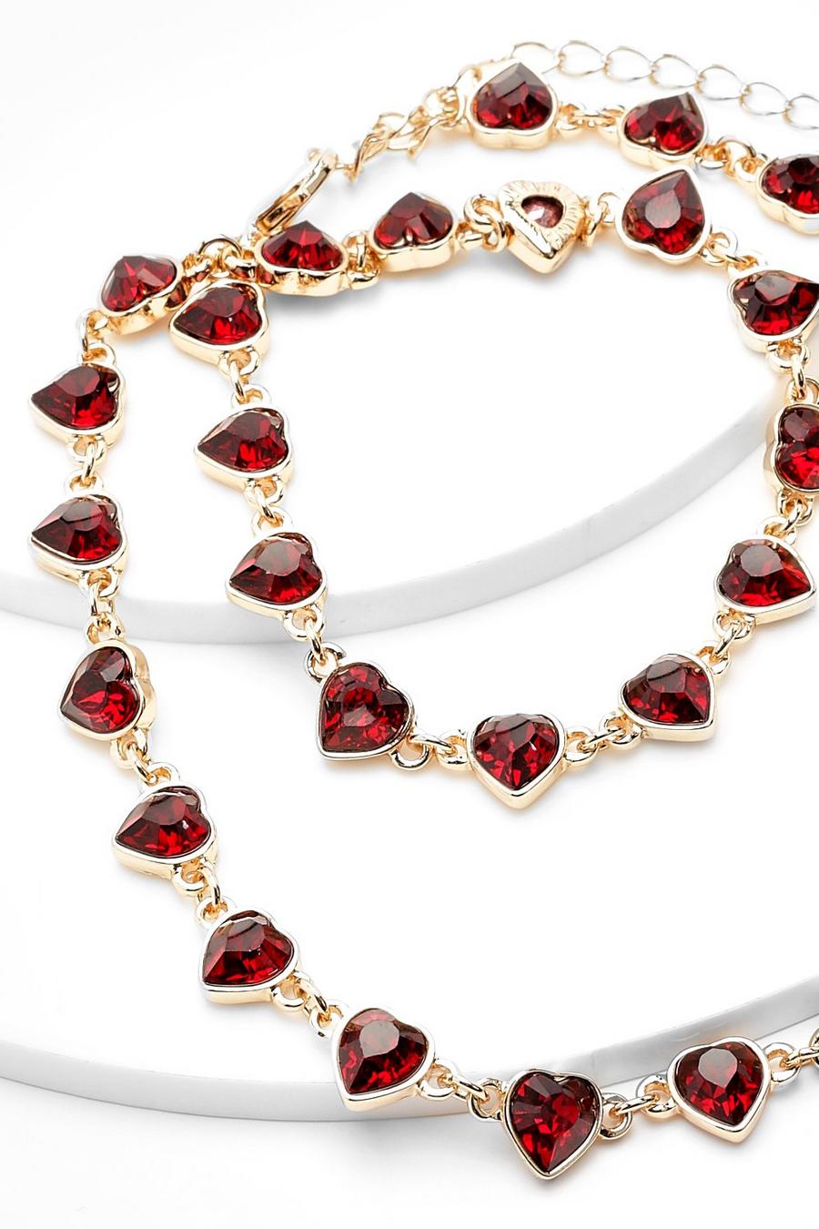Red Heart Crystal Allway Necklace  image number 1