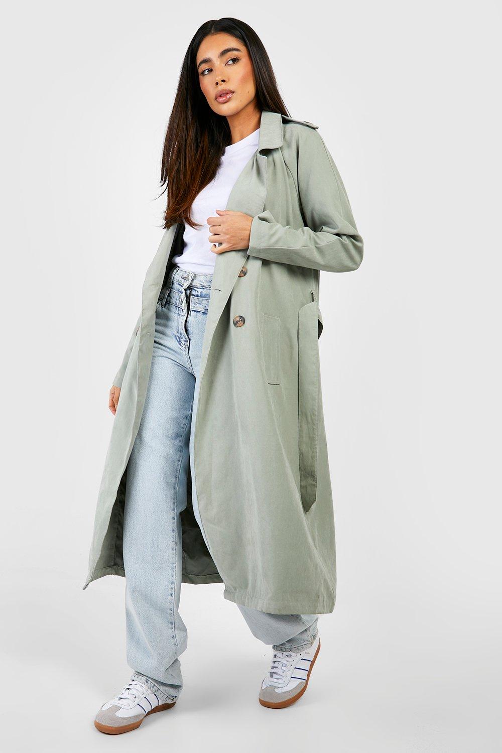 Sage trench store coat