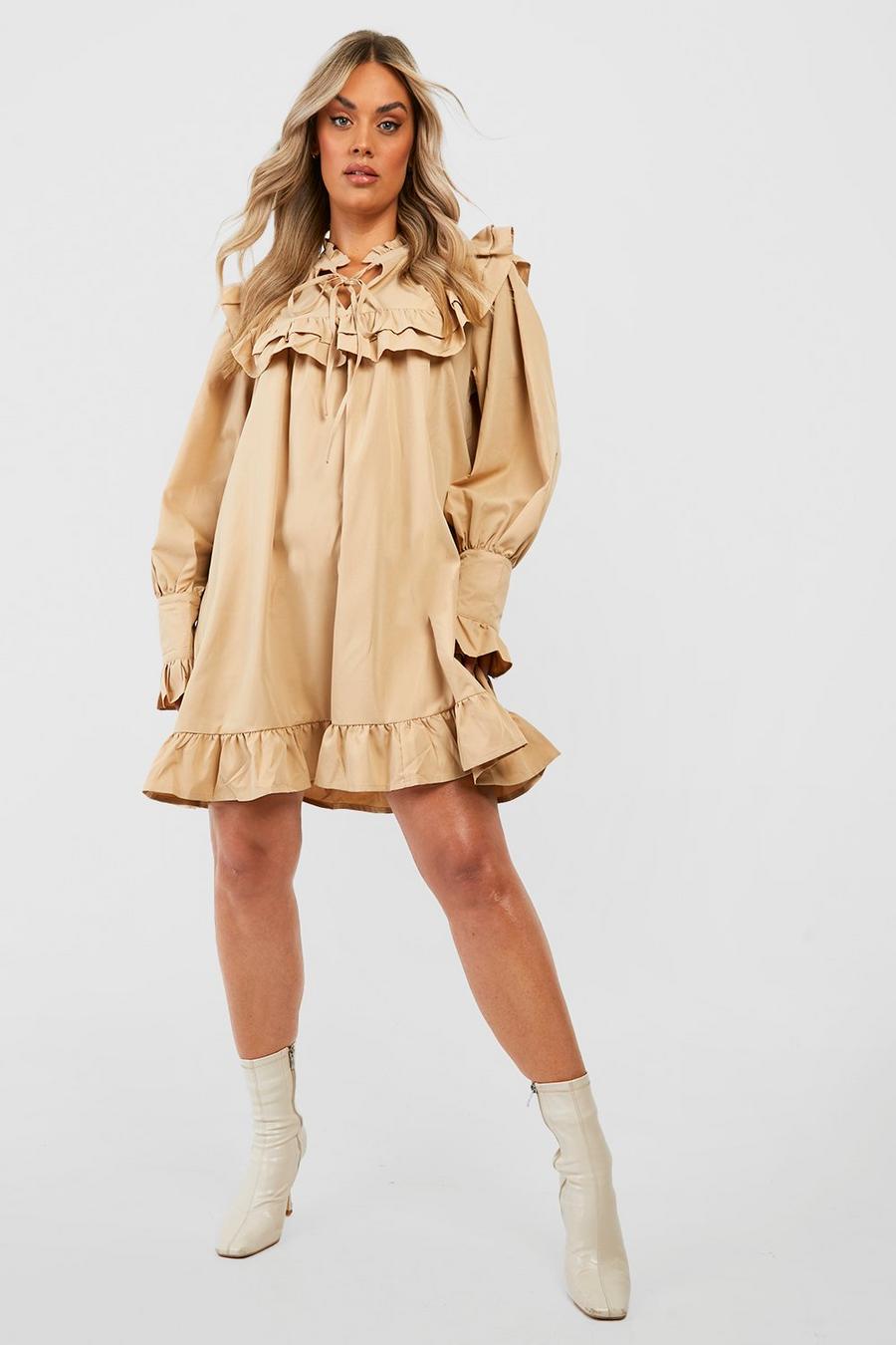 Stone Plus Woven Long Sleeve Smock Dress image number 1