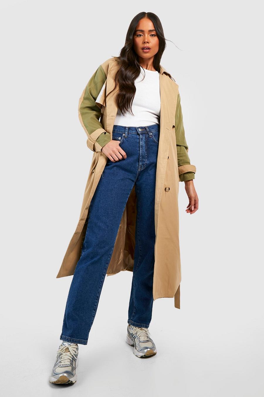 Stone Petite Colorblock Trench Coat image number 1