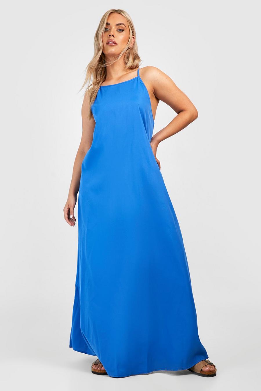 Cobalt azul Plus Woven Strappy Maxi Dress image number 1