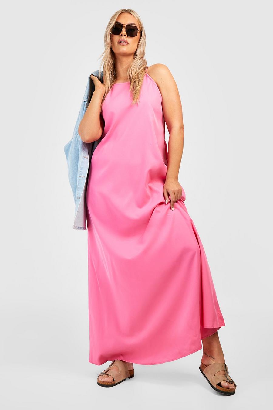 Pink rosa Plus Woven Strappy Maxi Dress image number 1