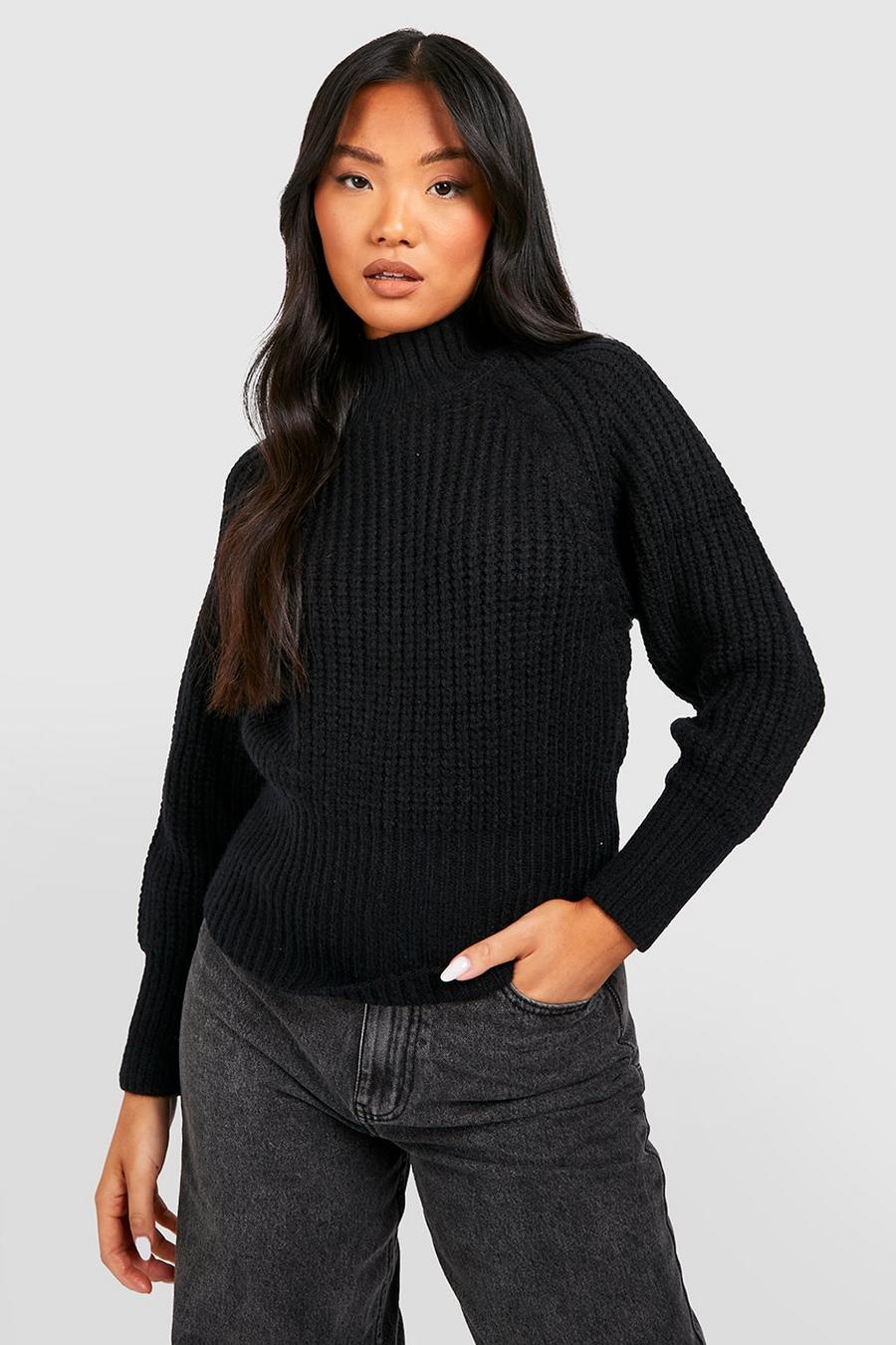 Black Petite Chunky Knit Sweater image number 1