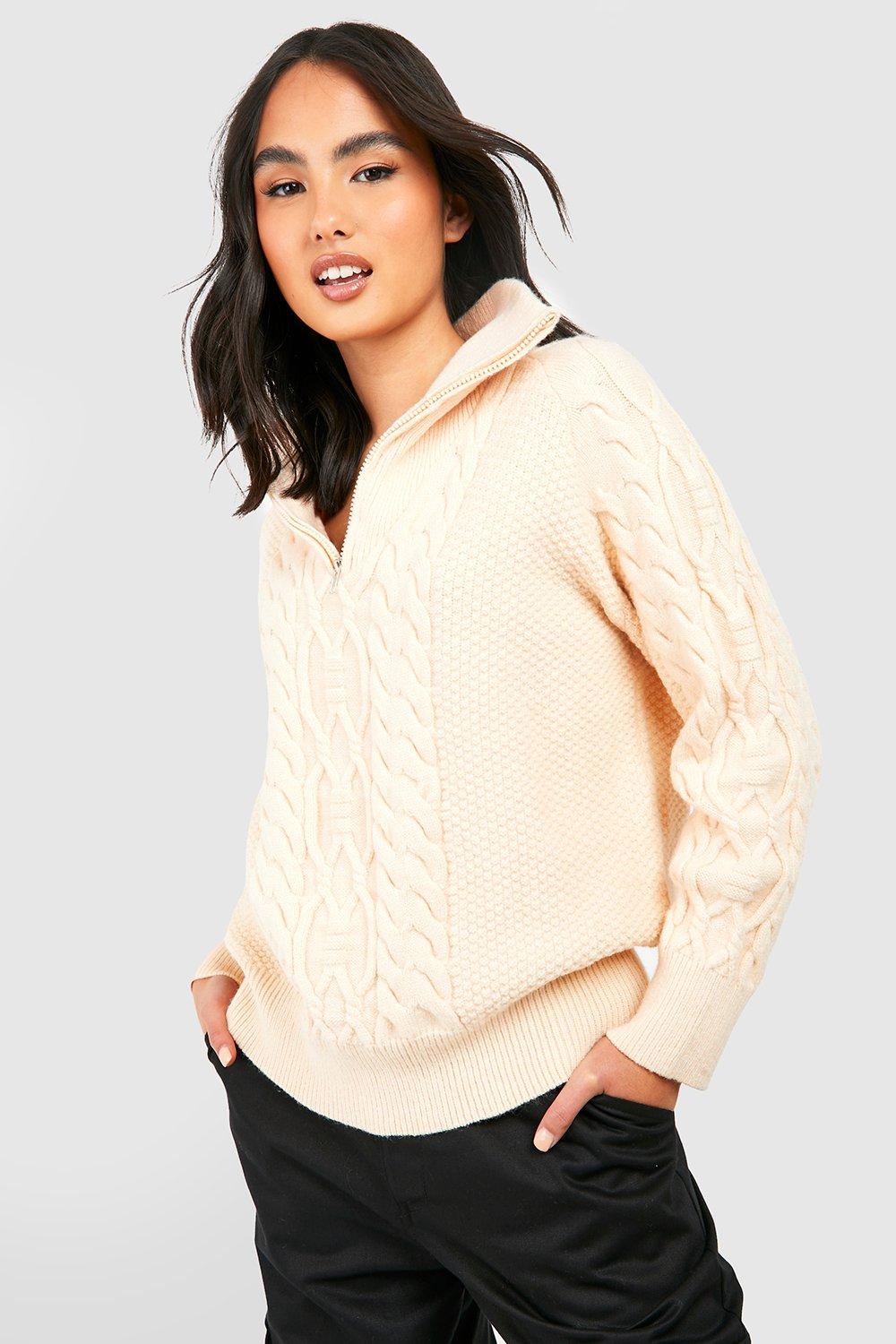 Cable knit 2024 half zip