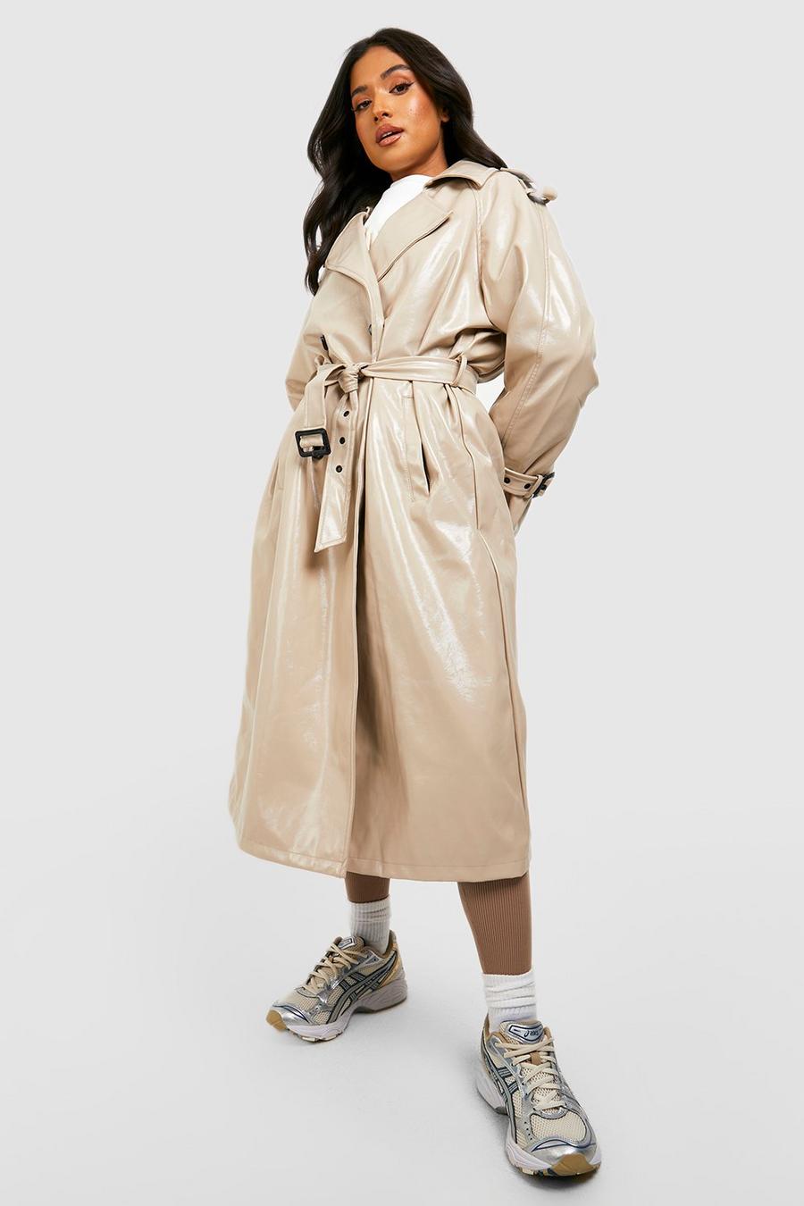 Cappotto Trench Petite in vinile, Beige image number 1