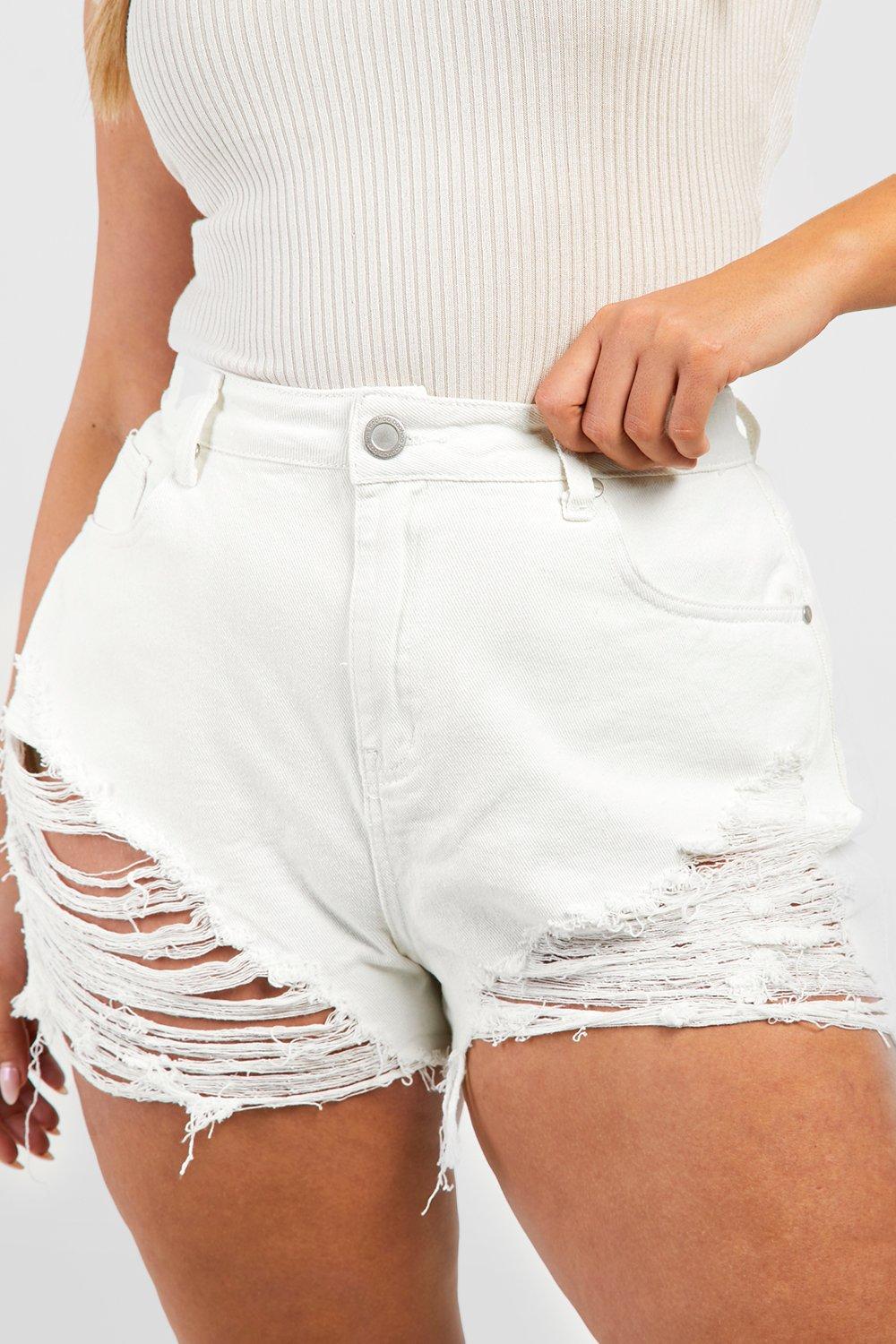 White distressed store denim bermuda shorts