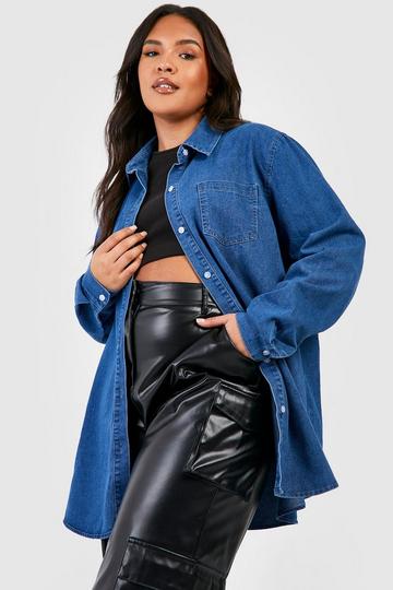 Plus Oversized Denim Shirt indigo