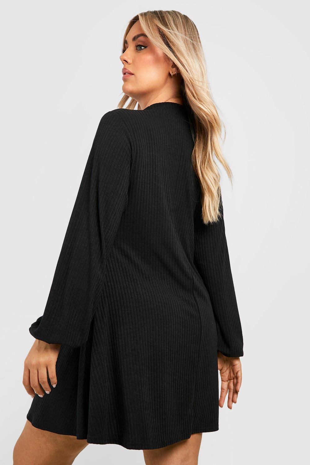 Black high sale neck swing dress