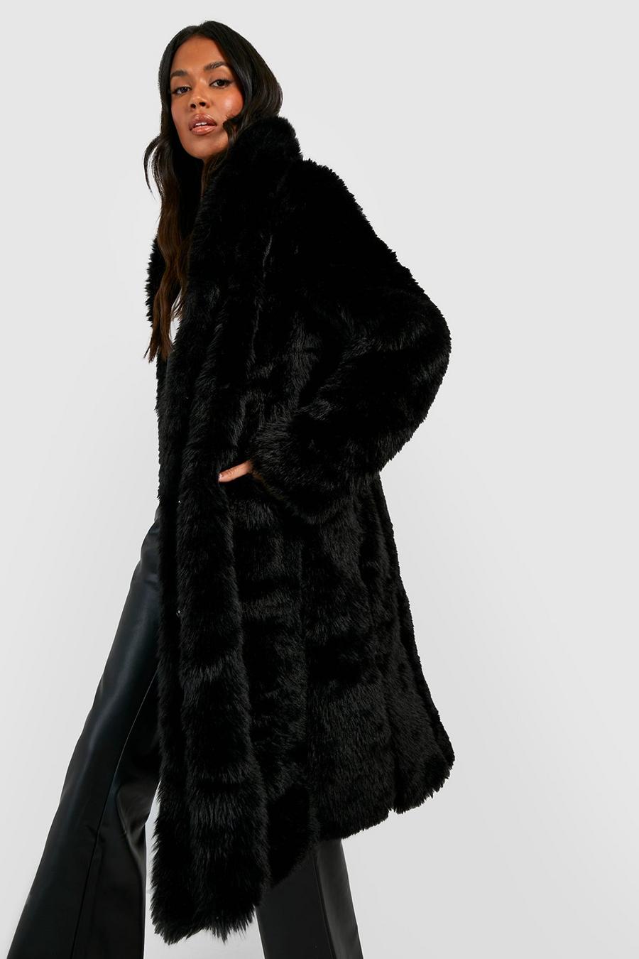 Abrigo maxi Luxe de pelo sintético, Black image number 1