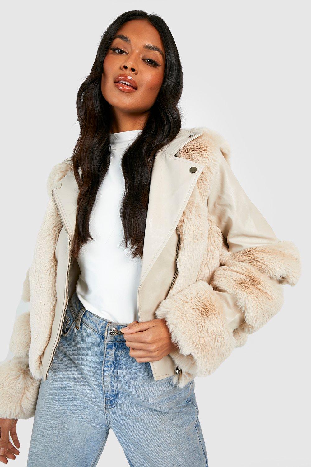 Faux fur trim deals biker jacket