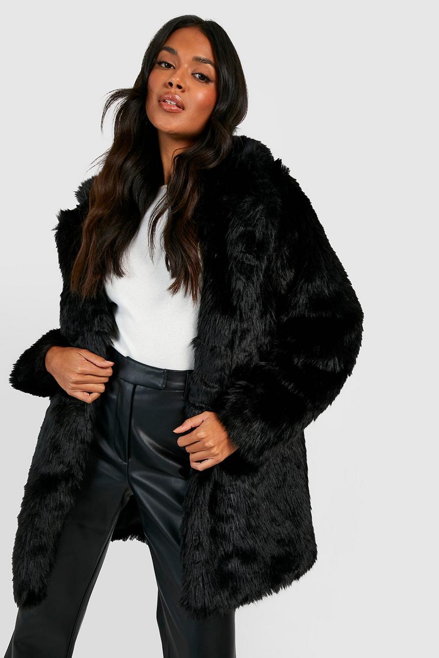 Black Luxe Faux Fur Coat