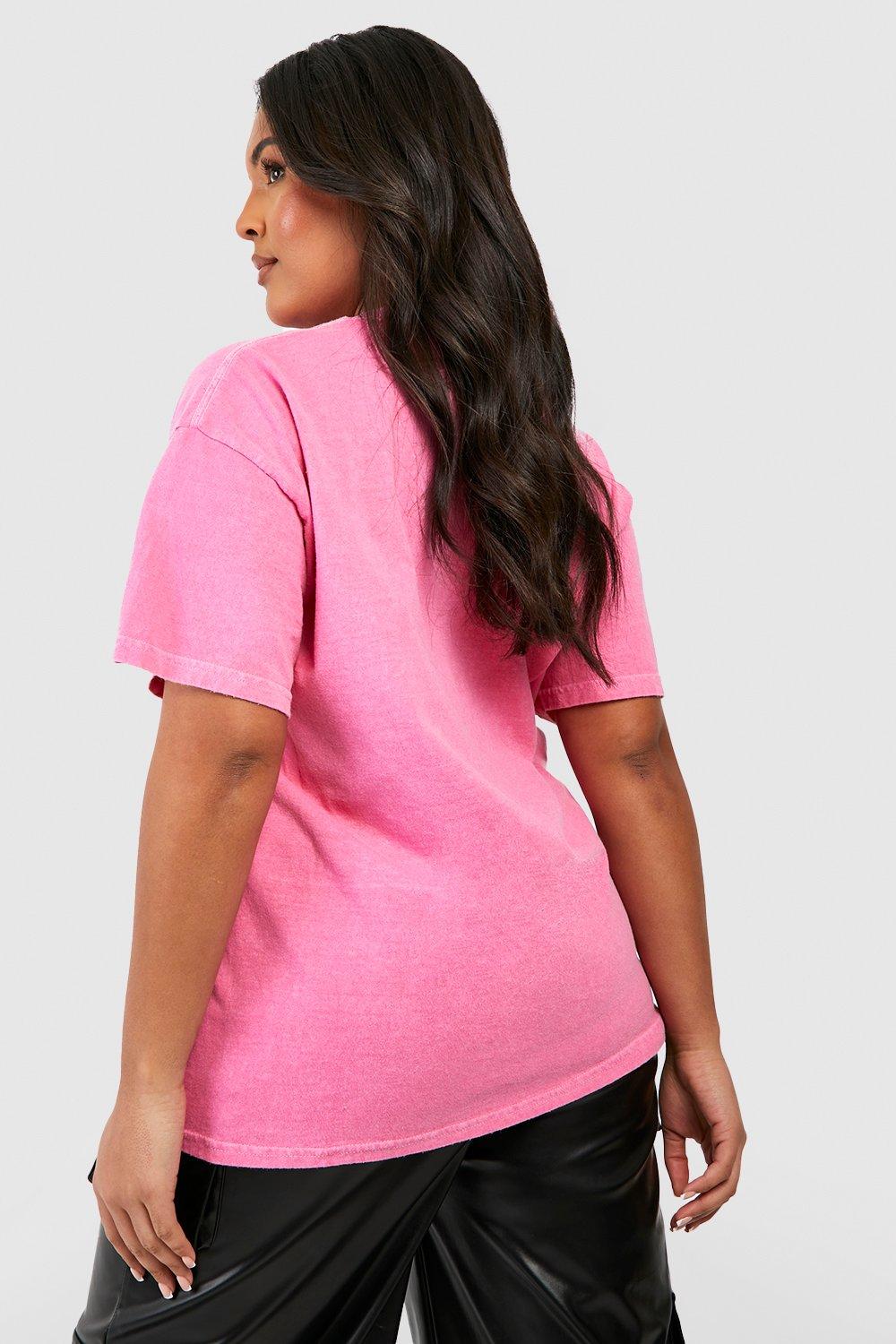 Hot Pink Washed Oversized T Shirt