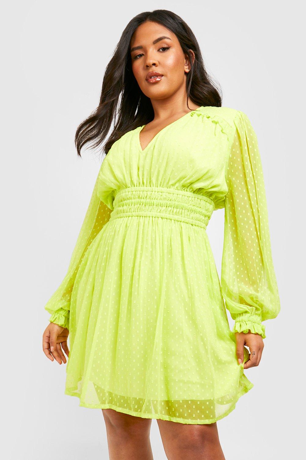 Lime green hotsell dress long sleeve