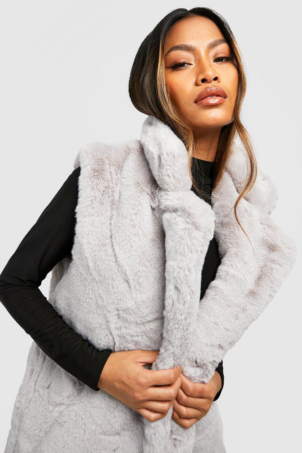 Grey faux outlet fur gilet ladies