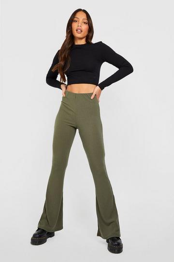 Tall Soft Rib High Waist Flares khaki