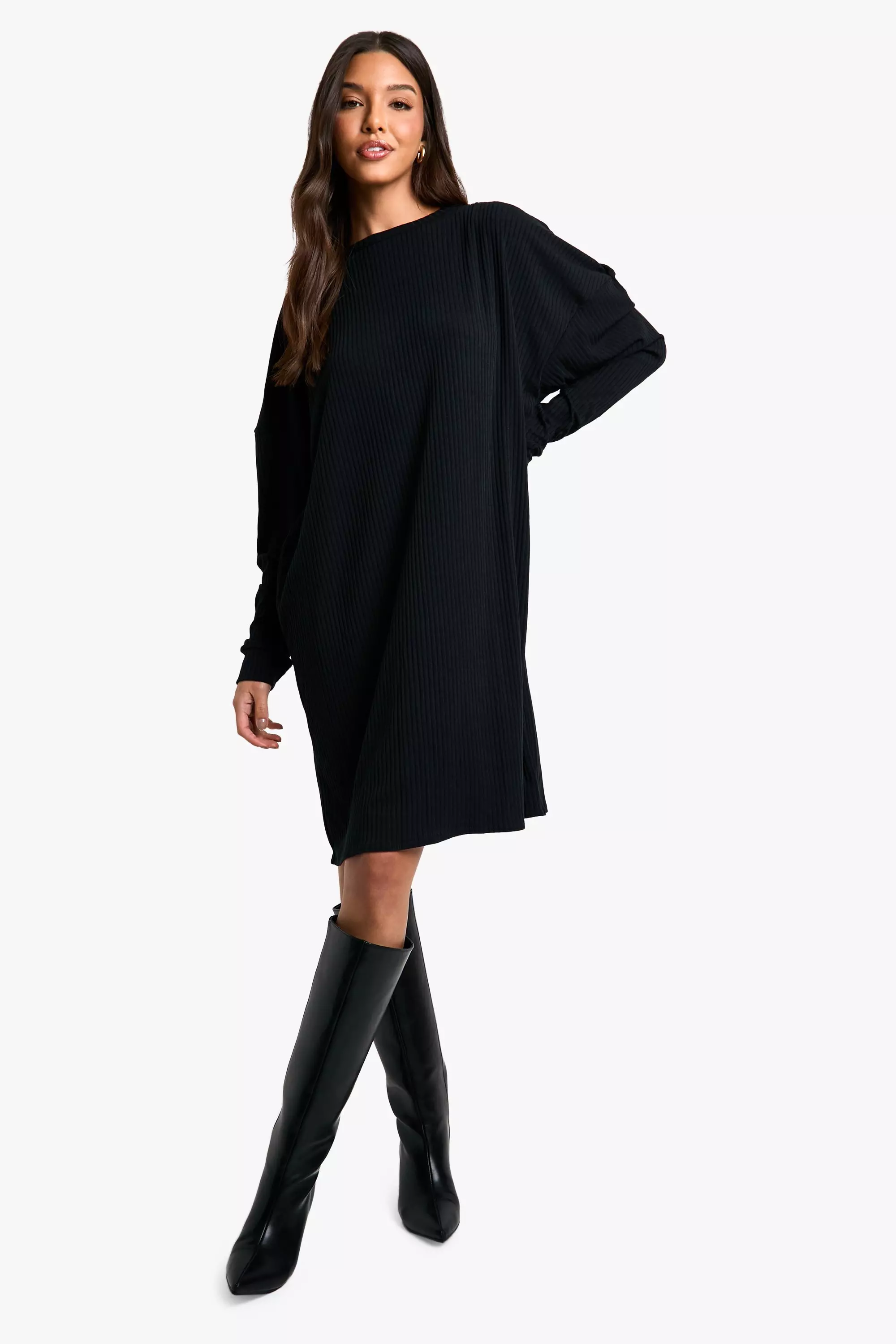 Black high neck t shirt dress best sale