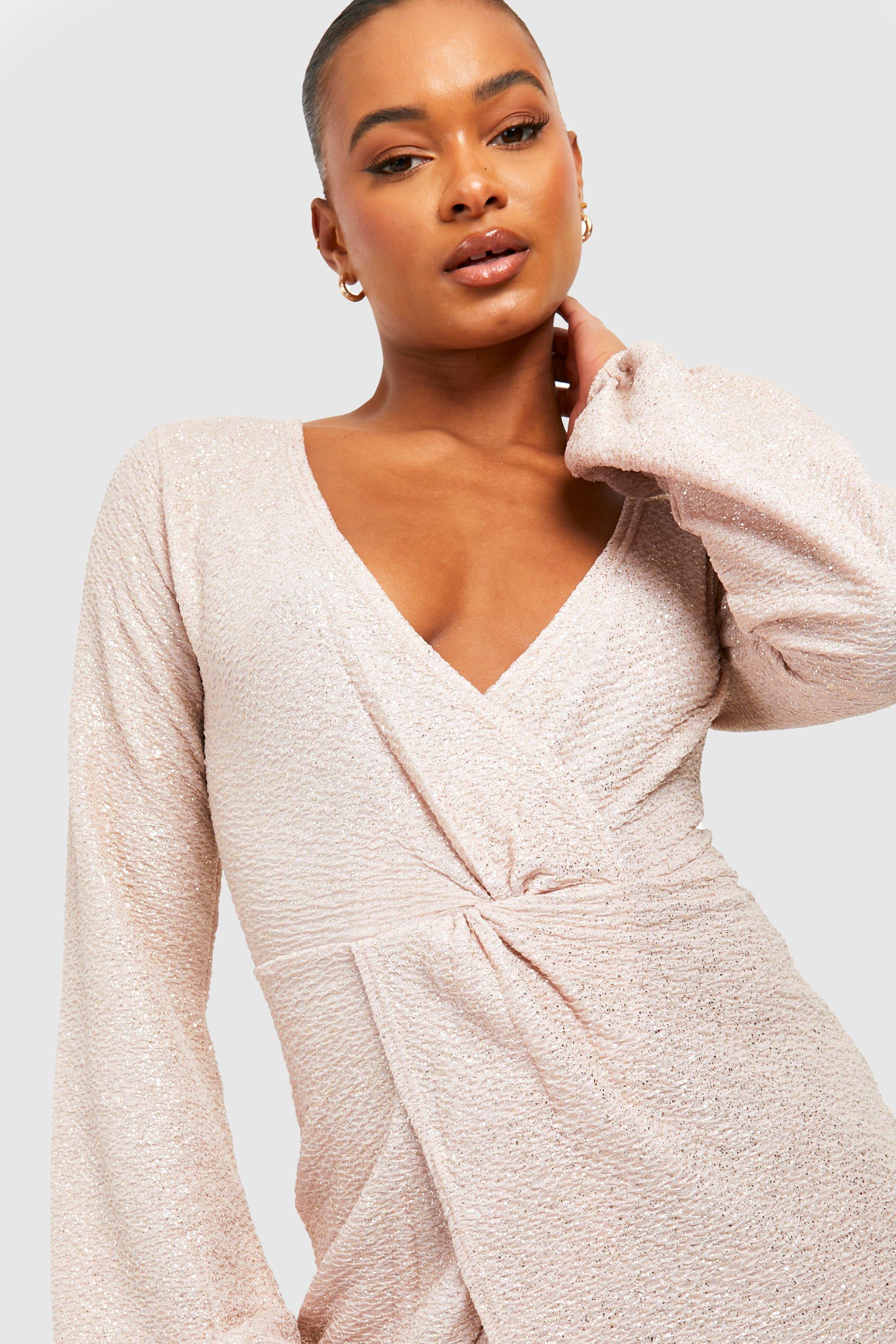 Silver glitter store wrap dress