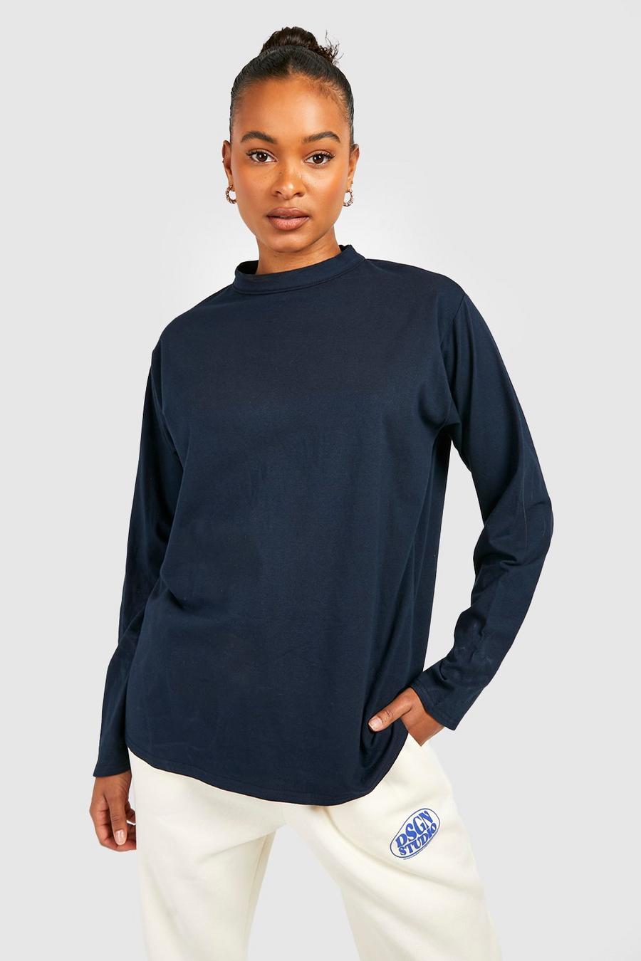 Ink Tall Basic Cotton Blend Oversized Longsleeve T-shirt image number 1