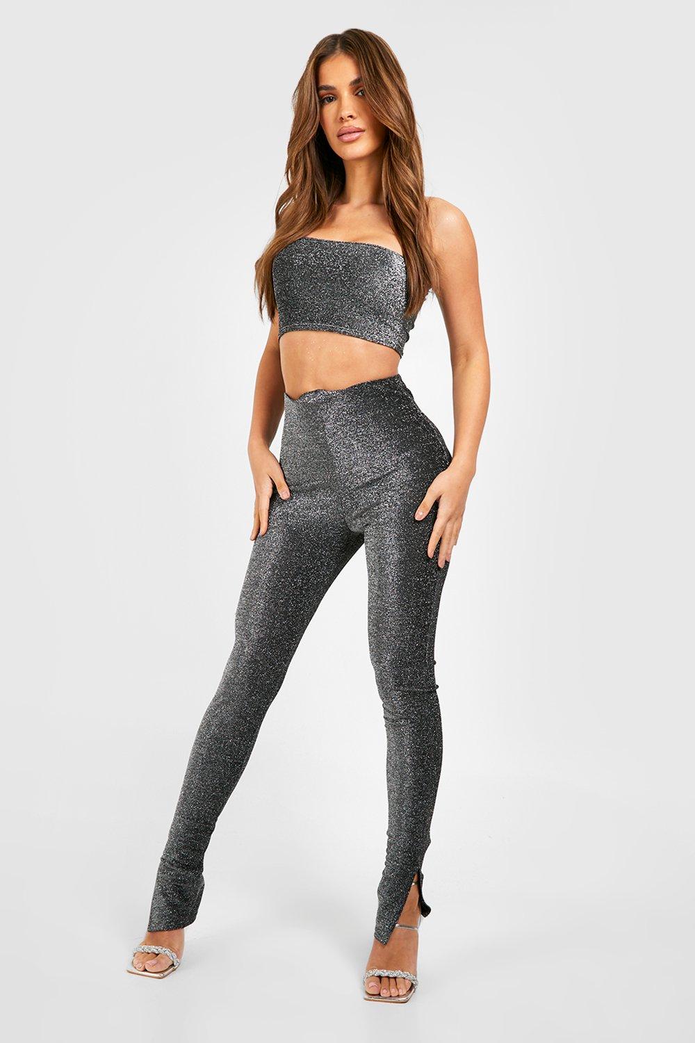 Pu Seam Detail Split Hem Legging