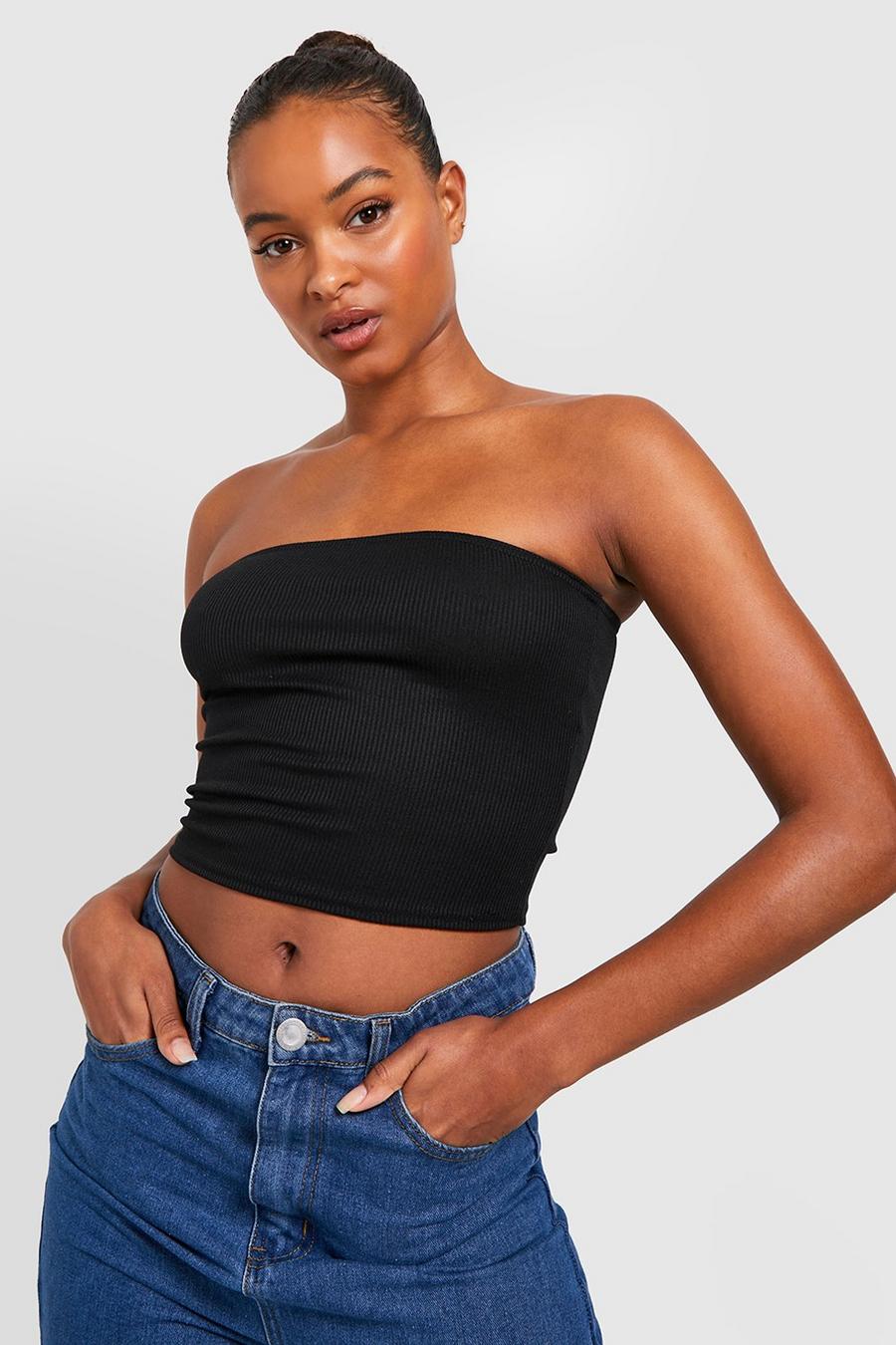 Tall Rib Bandeau Boob Tube | boohoo Tall Rib Bandeau Boob Tube | boohoo