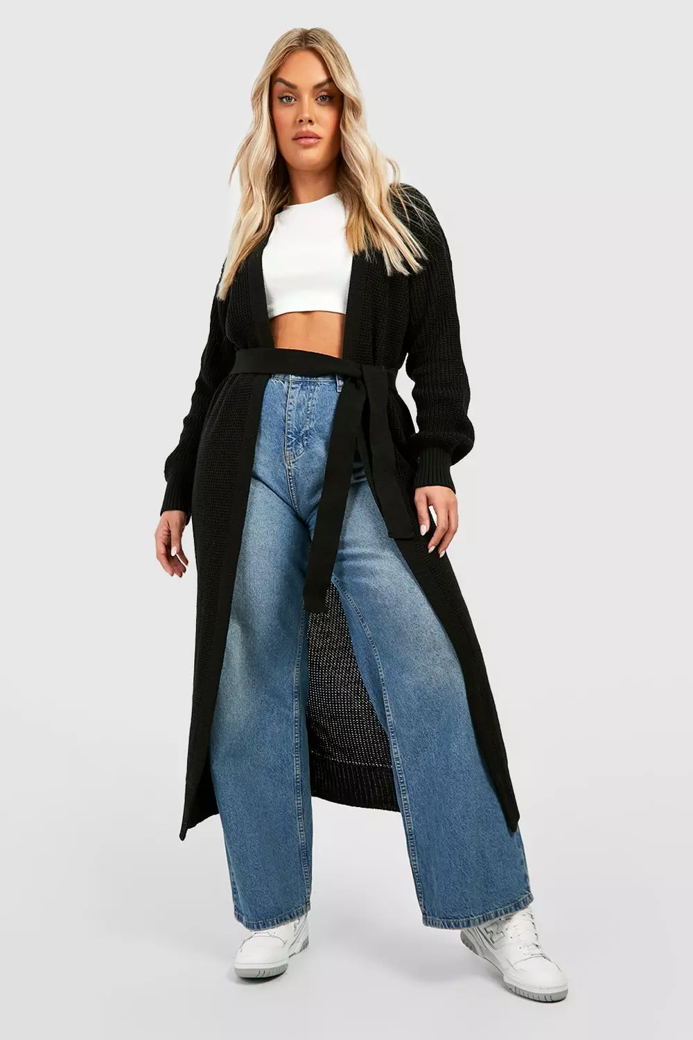 Black Plus Longline Knitted Maxi Cardigan alternative image