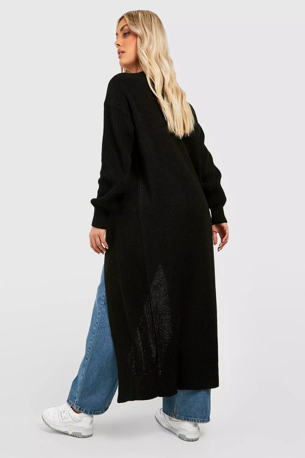 Black Plus Longline Knitted Maxi Cardigan alternative image