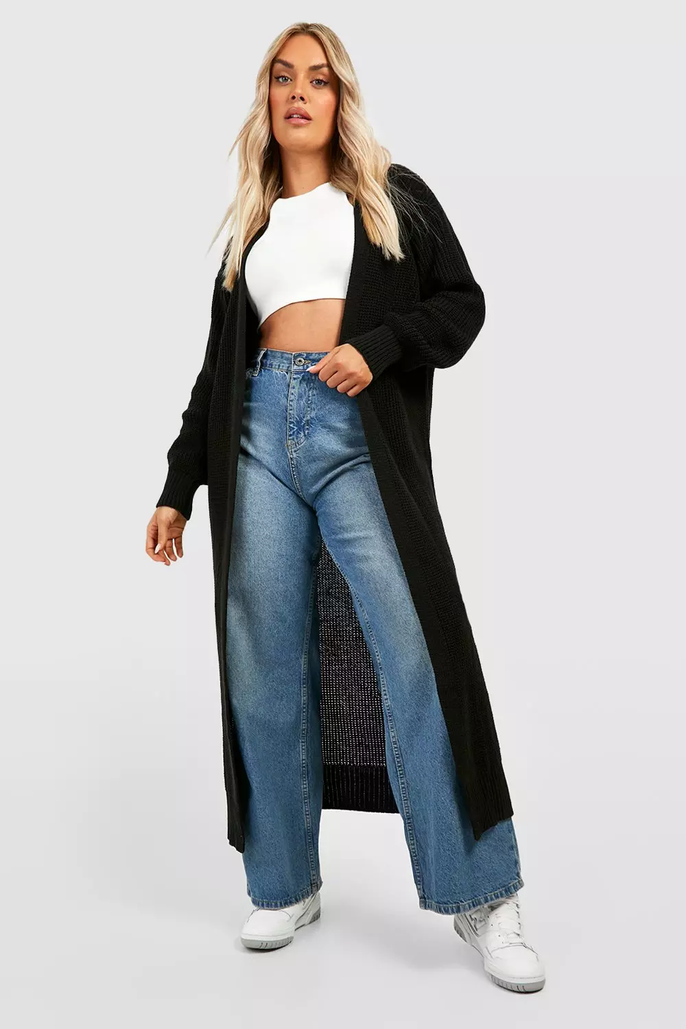 Black Plus Longline Knitted Maxi Cardigan alternative image
