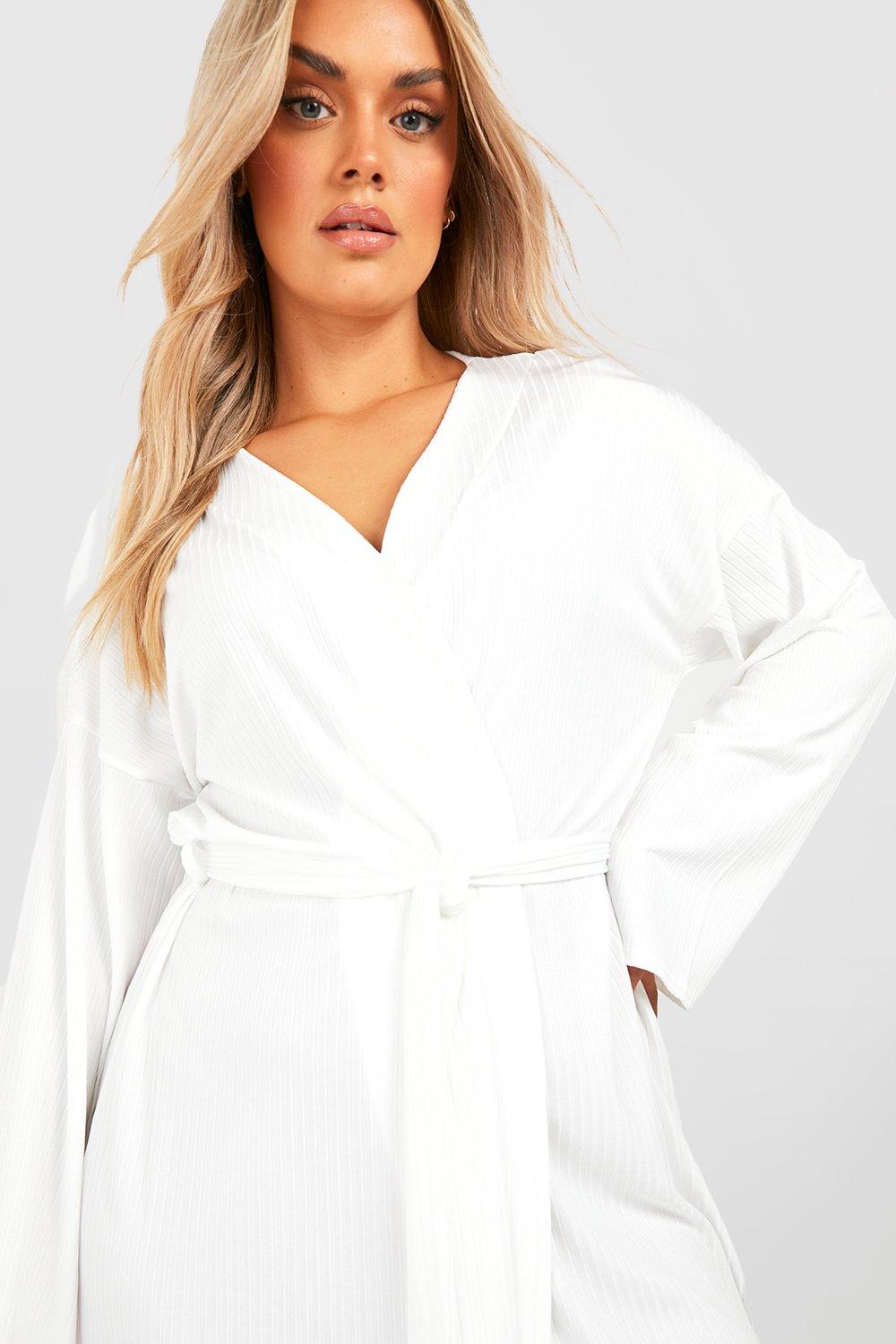 Plus size 2024 white dressing gown