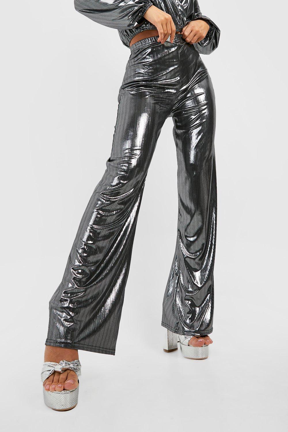 Plus Metallic Wide Leg Pants