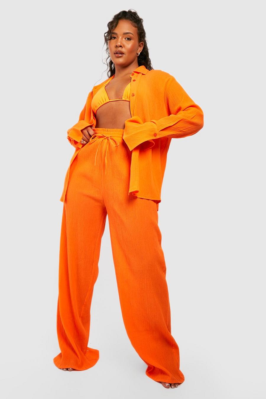 Orange Plus Cheesecloth Beach Pants image number 1