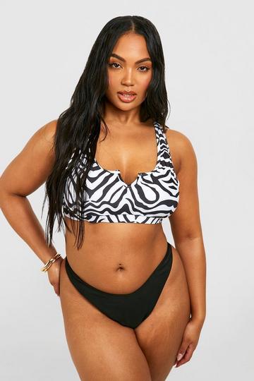 Plus Zebra Essential Notch Neck Bikini Top white