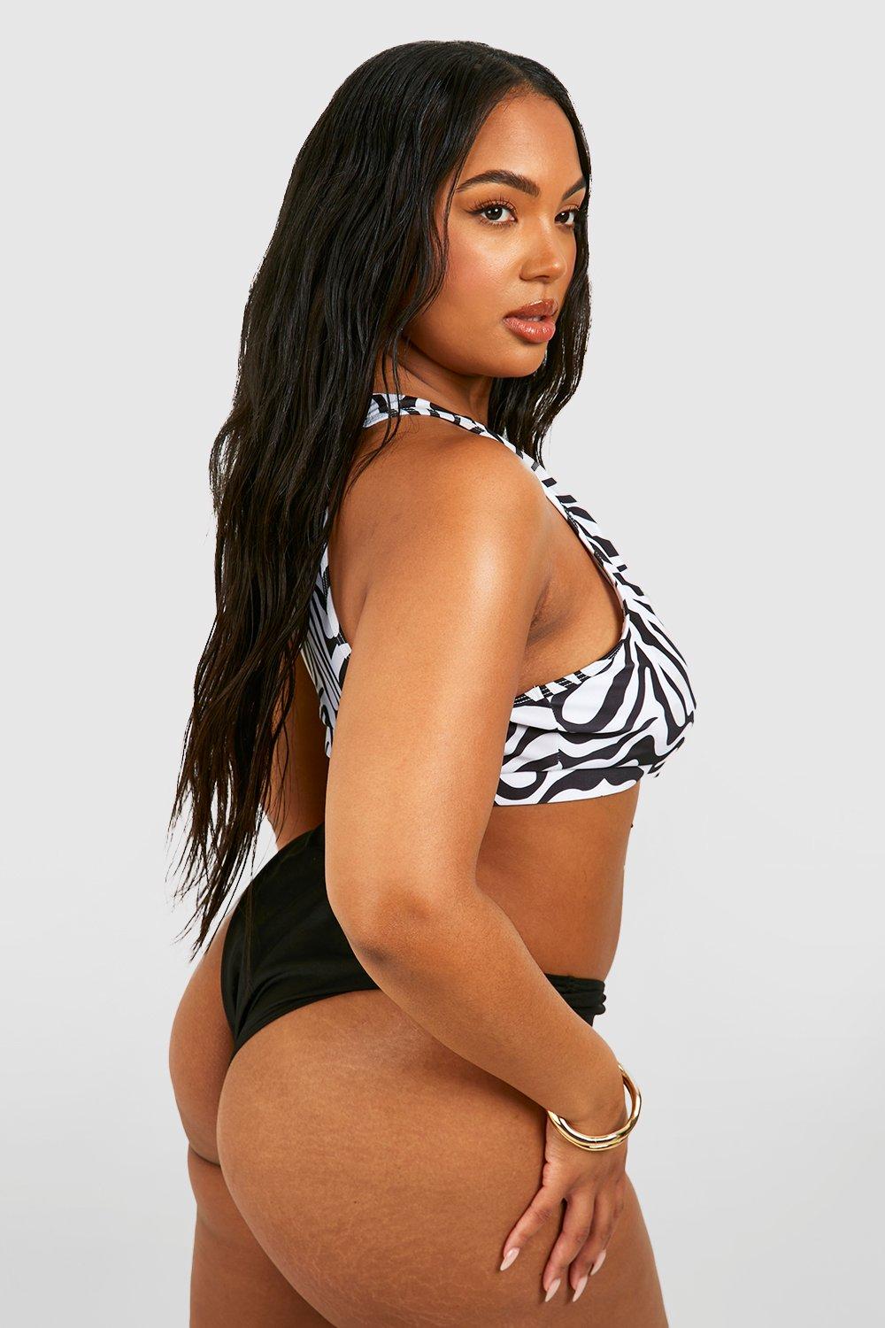 Plus Zebra Essential Notch Neck Bikini Top