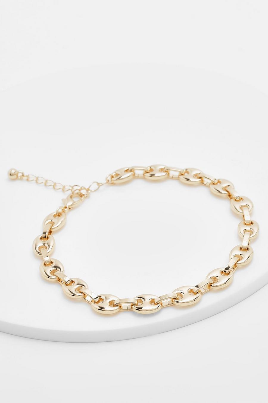Gold Chubby Link Polished Chain Bracelet image number 1