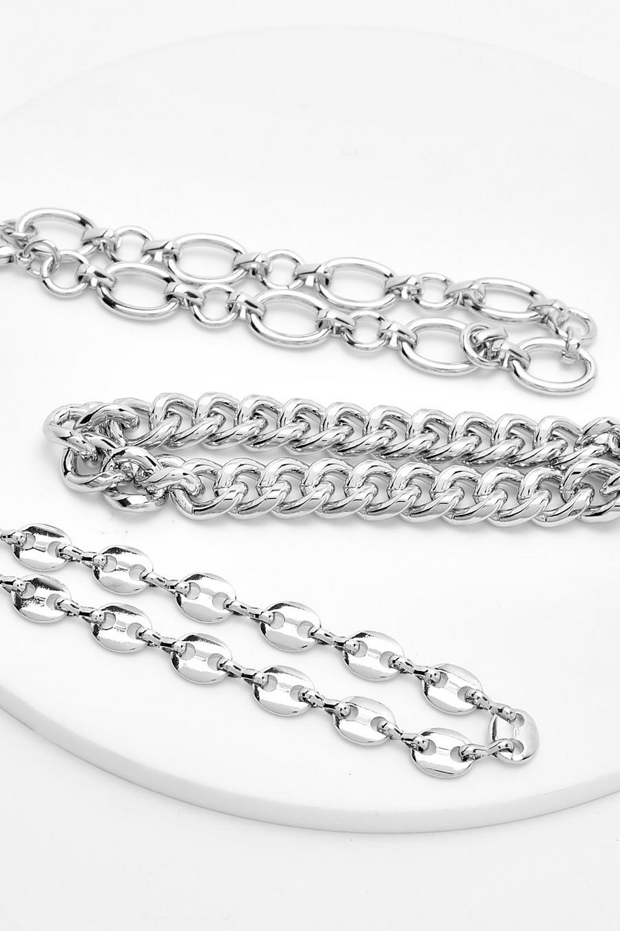 Silver Chubby Link Multipack Bracelets image number 1