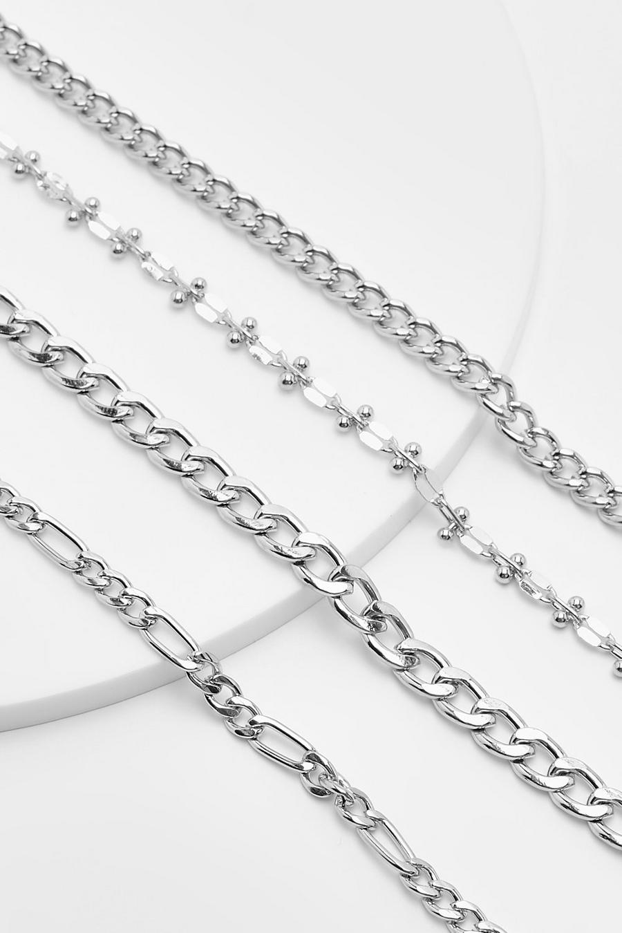 Silver Multirow Polished Bracelet Pack