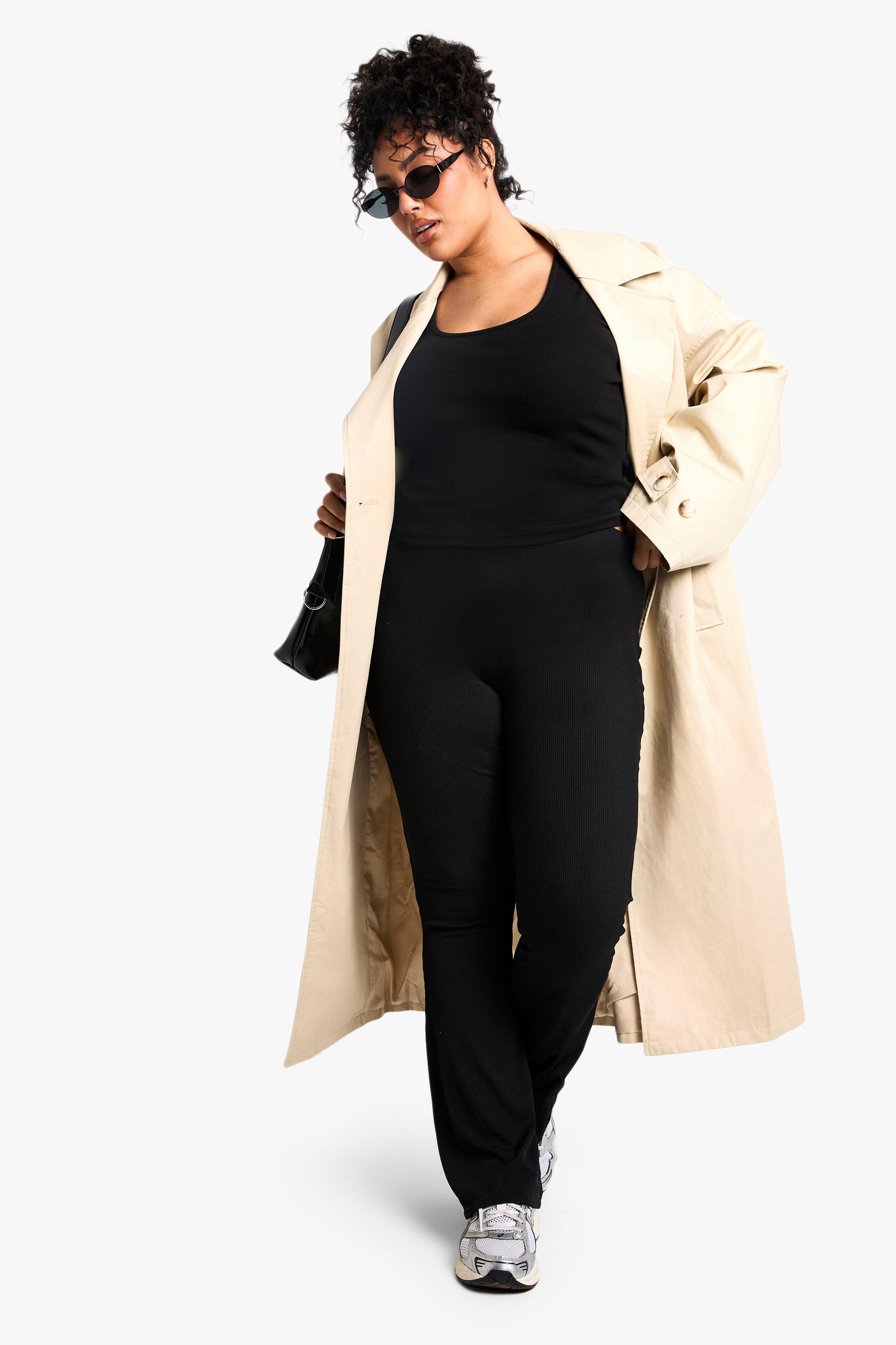 Plus Size Ribbed High Waisted Leggings