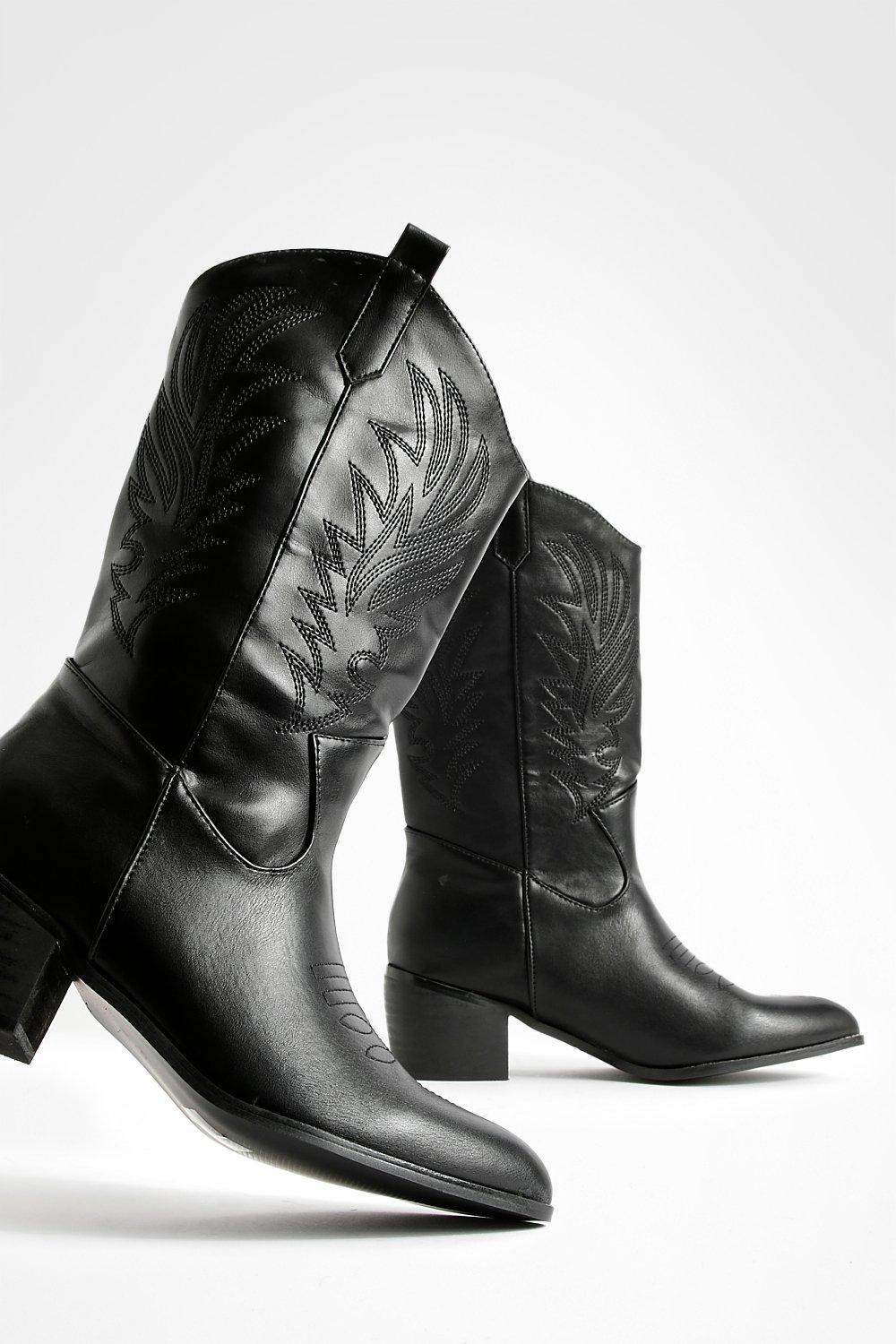 Black ankle cowboy boots 2024 womens