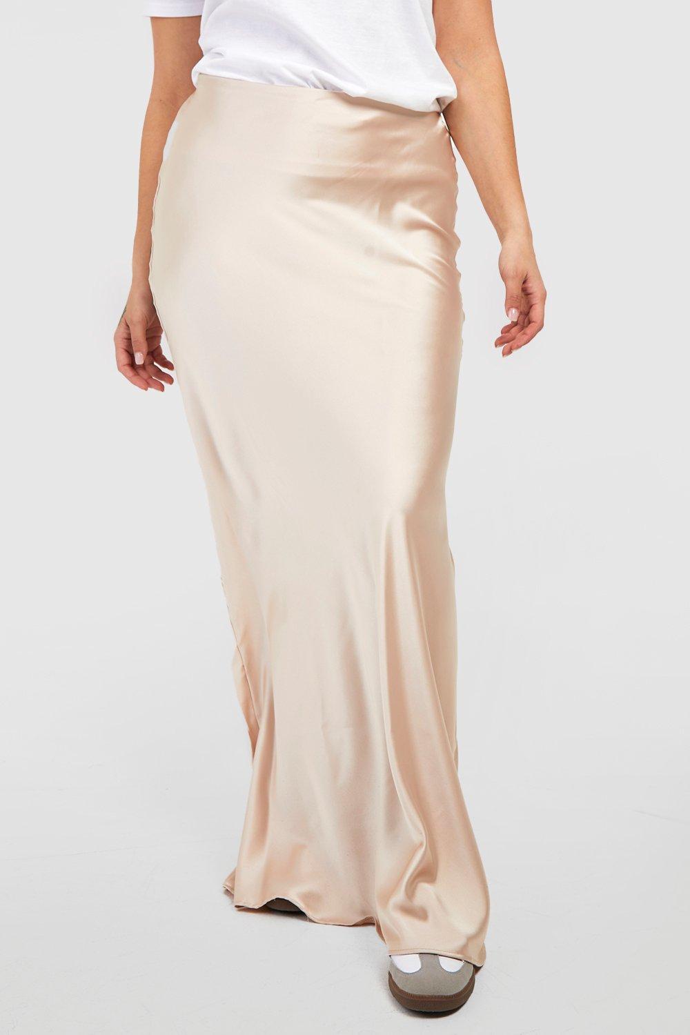 Plus Satin Bias Maxi Slip Skirt boohoo pic