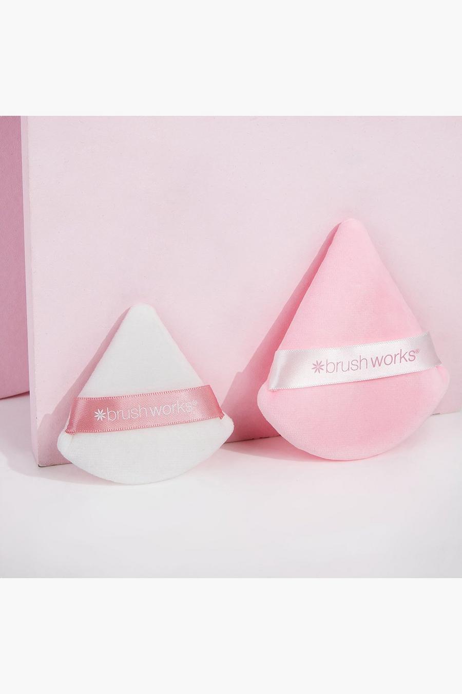 Brushworks - Set di 2 pennelli da cipria triangolari, Pink