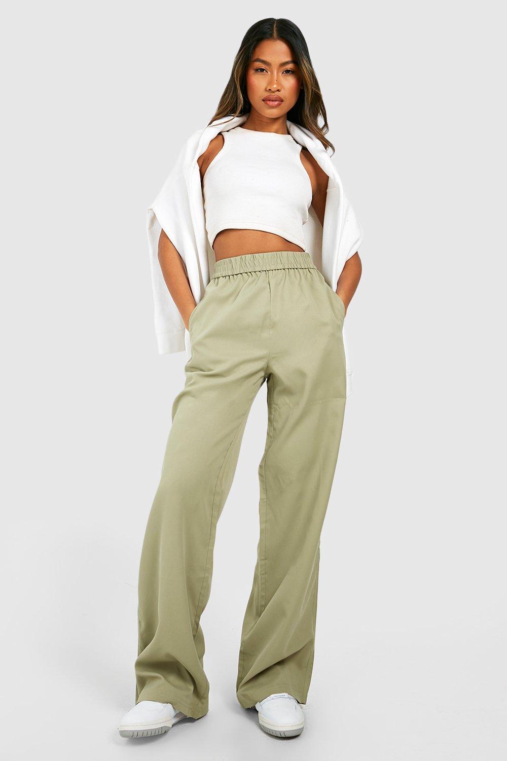 Women's Elasticated Waist Relaxed Fit Wide Leg Trousers