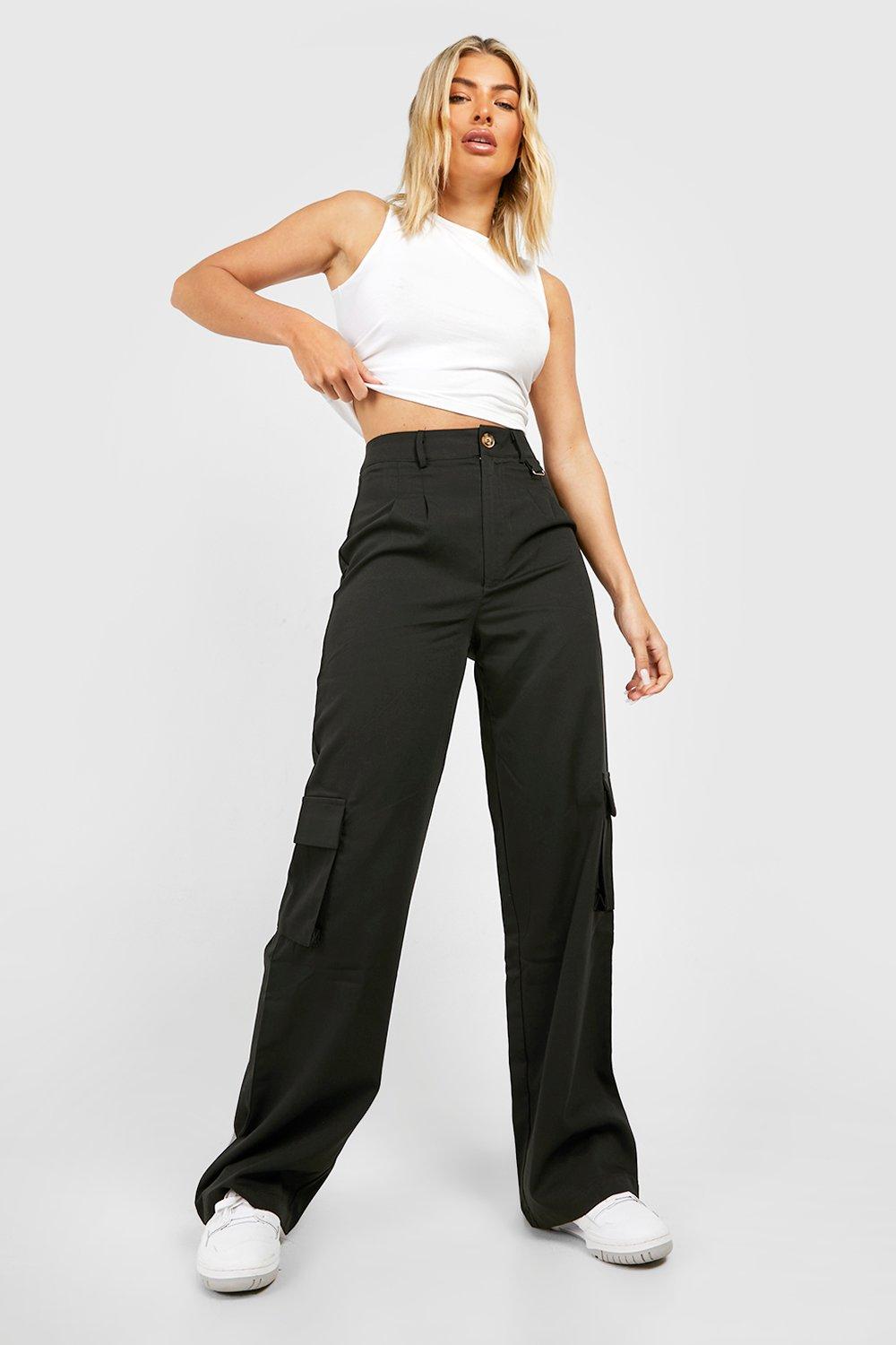 Black cargo store pants high waist