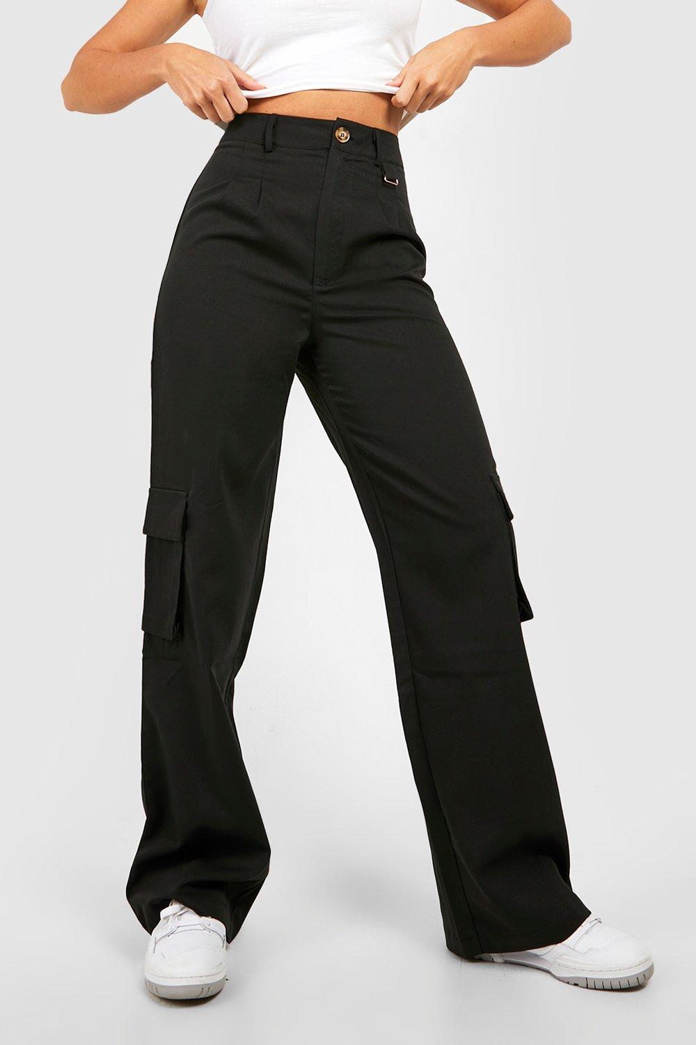 Black cargo pants womens high sale waisted